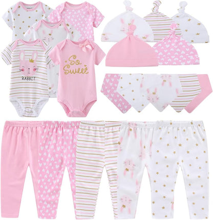 Kiddiezoom Newborn Baby Girl Boy Clothes Baby Outfits Pants Bodysuits Gifts Set Layette Set 0-3