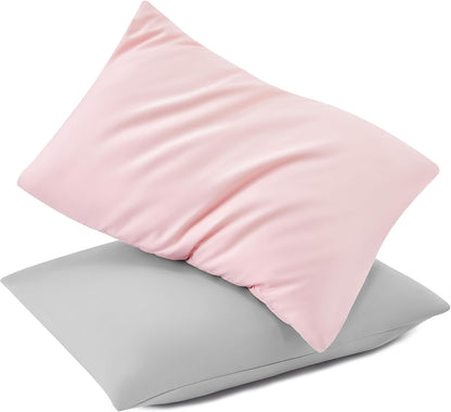 TILLYOU Toddler Pillowcase 2 Pack with Envelope Closure,13" x 18" Silky Soft Microfiber Travel Kids