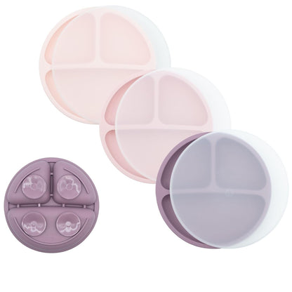 WeeSprout Silicone Divided Plates (With Lids), 100% Food Grade, Toddler & Kids Plates, Dishwasher &