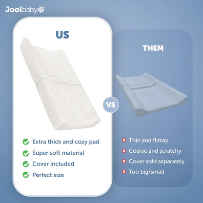 Jool Baby Soft Changing Pad + Washable Cover, Non-Slip - Fits Standard Changing Tables & Dressers