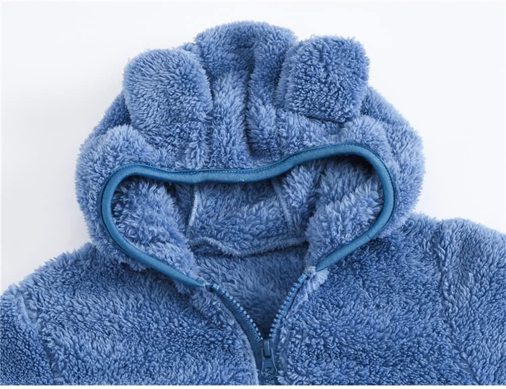 AIWUHE Toddler Boys Girls Hooded Jacket Fleece Hoodie Winter Warm Solid Color Teddy Coat Zip-up