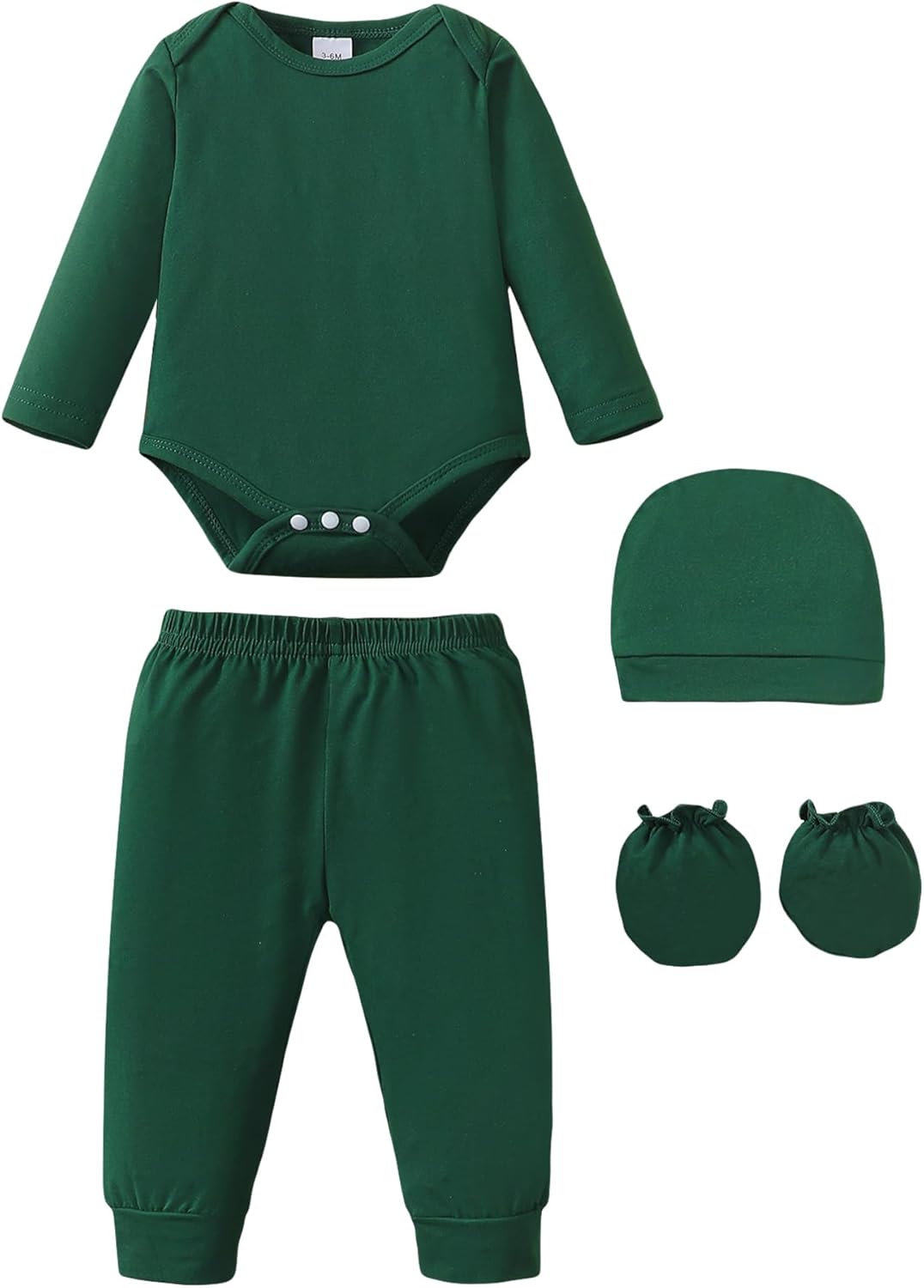 NZRVAWS Newborn Baby Boy Girl Clothes Unisex Infant Romper Pants Set Hat 4-Pack Outfits 0-12 Months