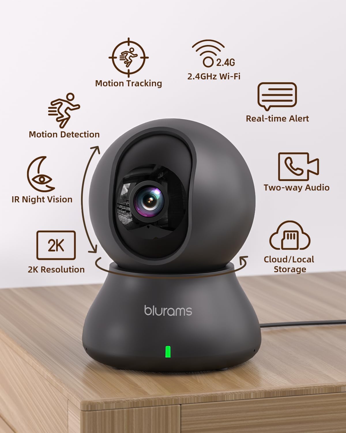 blurams Security Camera, 2K Indoor Camera 360° Pet Camera for Home Security with Phone App, Motion