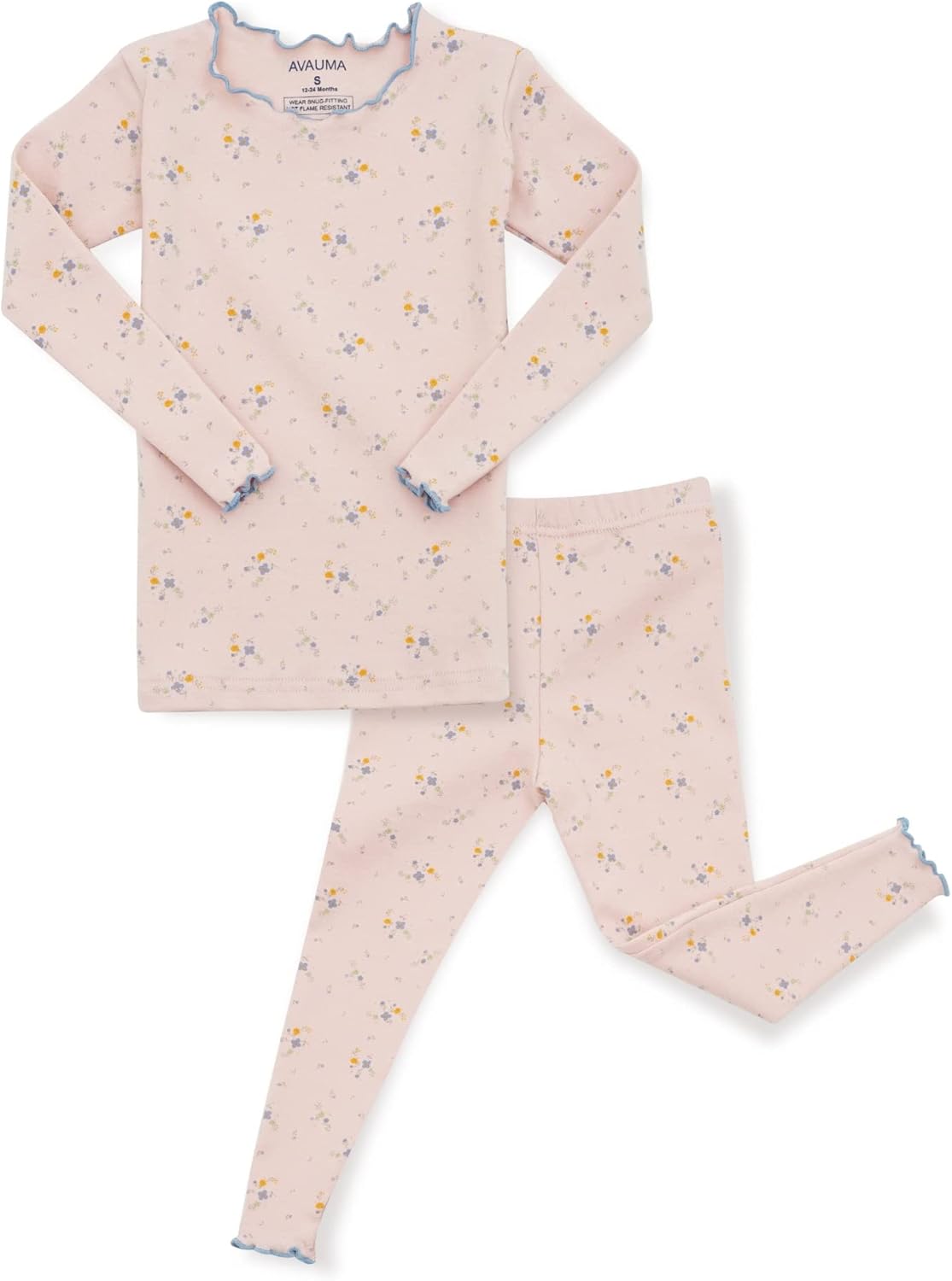 AVAUMA Baby Boy Girl Pajama Set 6M-7T Kids Cute Toddler Snug fit Flower Pattern Design Pjs Cotton