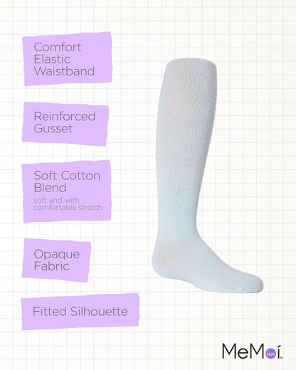 MeMoi Soft Pima Cotton Tights for Girls, Soft and Lightweight Opaque Tights for girls - Sizes 8 to
