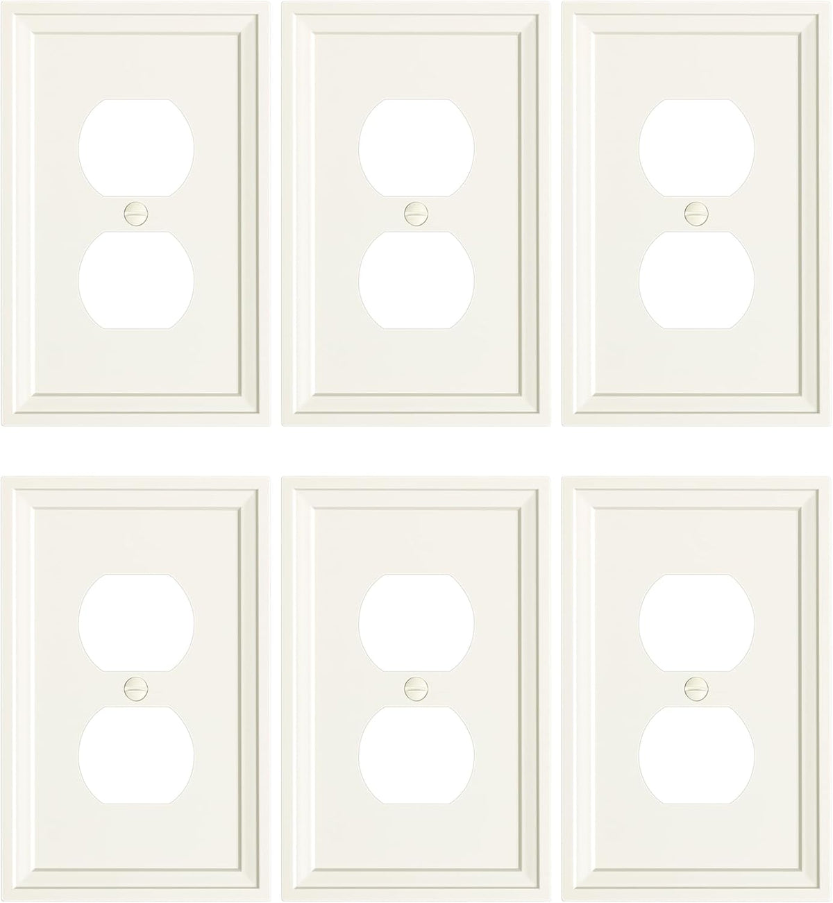 6-Pack Duplex Outlet Cover, Natural Bamboo Fiber Switch Plates and Outlet Covers, Light Almond