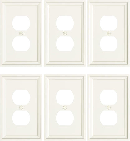 6-Pack Duplex Outlet Cover, Natural Bamboo Fiber Switch Plates and Outlet Covers, Light Almond