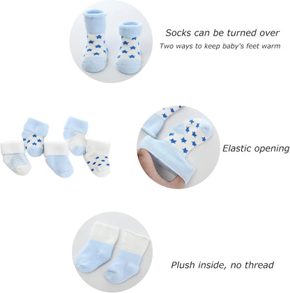 Newborn Baby Boy Girl Caps Mittens Socks Set Cotton Baby Essentials Accessories (Hats+Gloves+Socks)