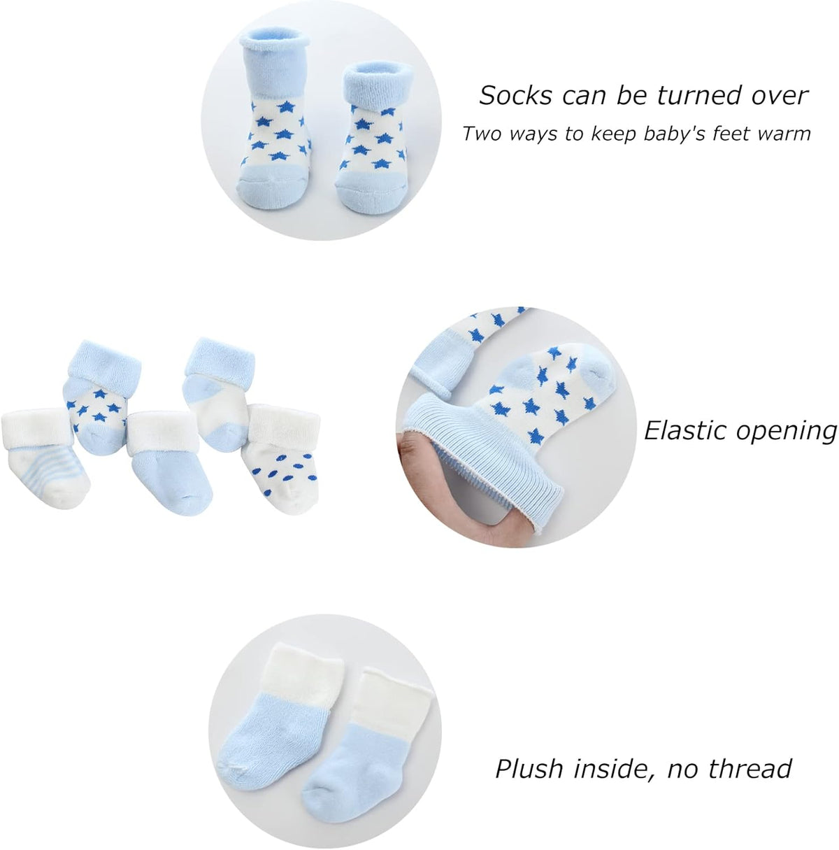 Newborn Baby Boy Girl Caps Mittens Socks Set Cotton Baby Essentials Accessories (Hats+Gloves+Socks)