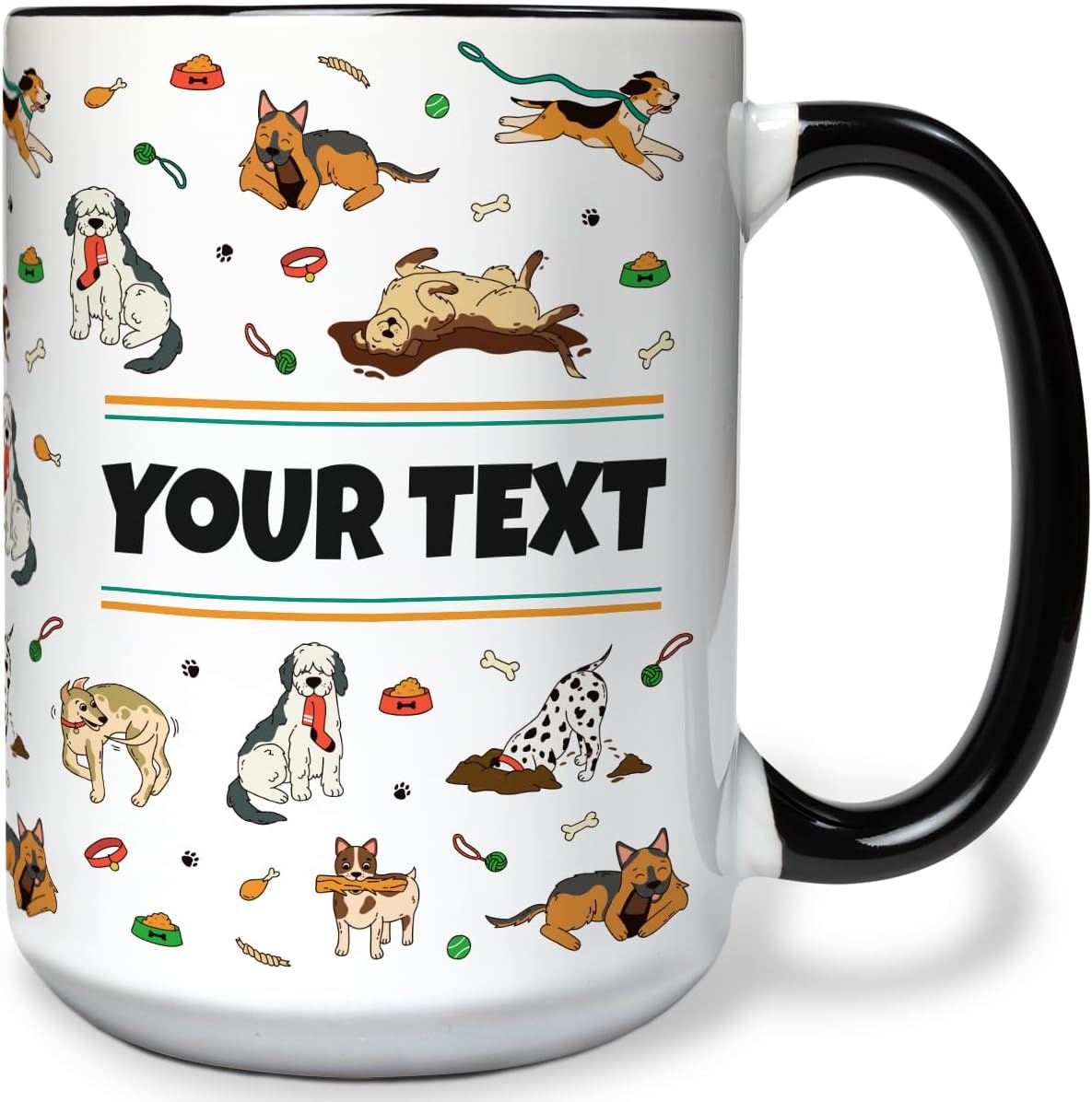 Personalized Mug for Kids - Dogs - Custom Name/Text, Ceramic Hot Chocolate/Cocoa/Coffee Cup for