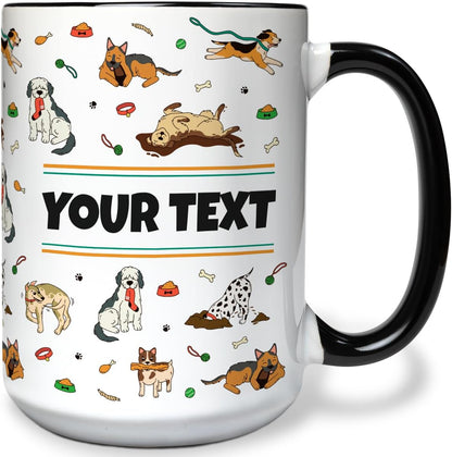Personalized Mug for Kids - Dogs - Custom Name/Text, Ceramic Hot Chocolate/Cocoa/Coffee Cup for