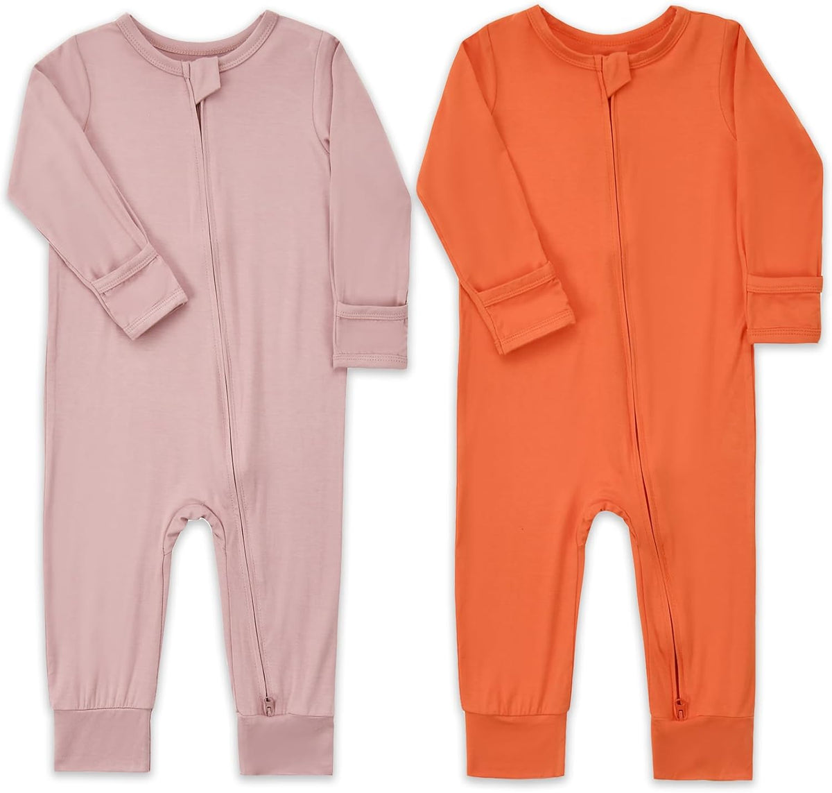 Aablexema Baby Footless Pajamas Zipper with Mitten, Rayon from Bamboo, Infant Long Sleeve Romper Pjs