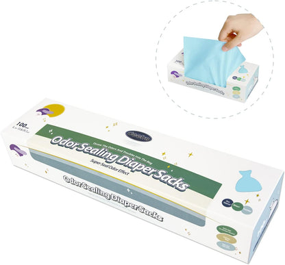 Odor Sealing Disposable Diaper Bags, 120 Count, Blue, Large Capacity, Unscented Diaper Trash Bags