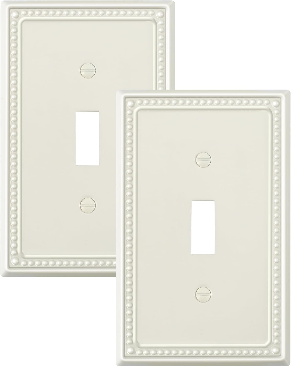 2-Pack Single Toggle Light Switch Cover Plate, Pearls Decorative Switch Plate Covers, Light Almond