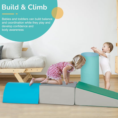 PayLessHere Climbing Toys for Toddlers 5 Piece Corner Foam Climbing Blocks Set with Soft Foam and