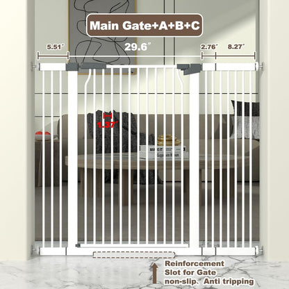 41" Extra Tall Cat Gate for Doorway, 40.6-49.1'' Metal Pet Baby Safe Gate, Extra Wide Pressure
