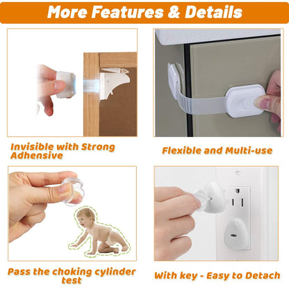 Baby Proofing Kit 44 Pack– Child Proof Essentials Set with Magnetic Cabinet Locks, Corner