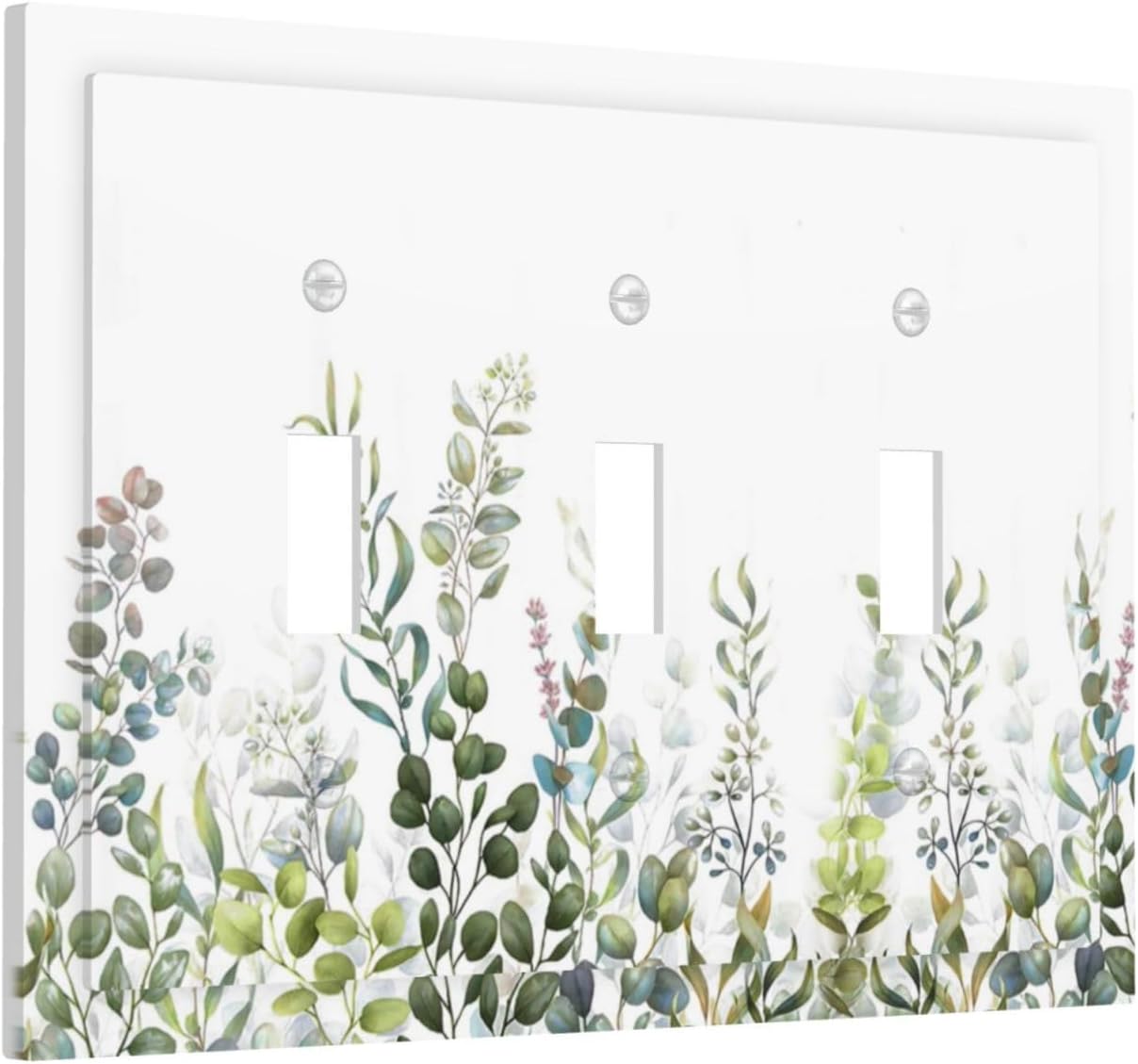 Green Eucalyptus Leaf Plant Herbs Springnature Decorative Switch Plates 3 Gang Wall Plate Triple