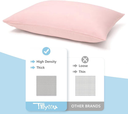 TILLYOU Toddler Pillowcase 2 Pack with Envelope Closure,13" x 18" Silky Soft Microfiber Travel Kids