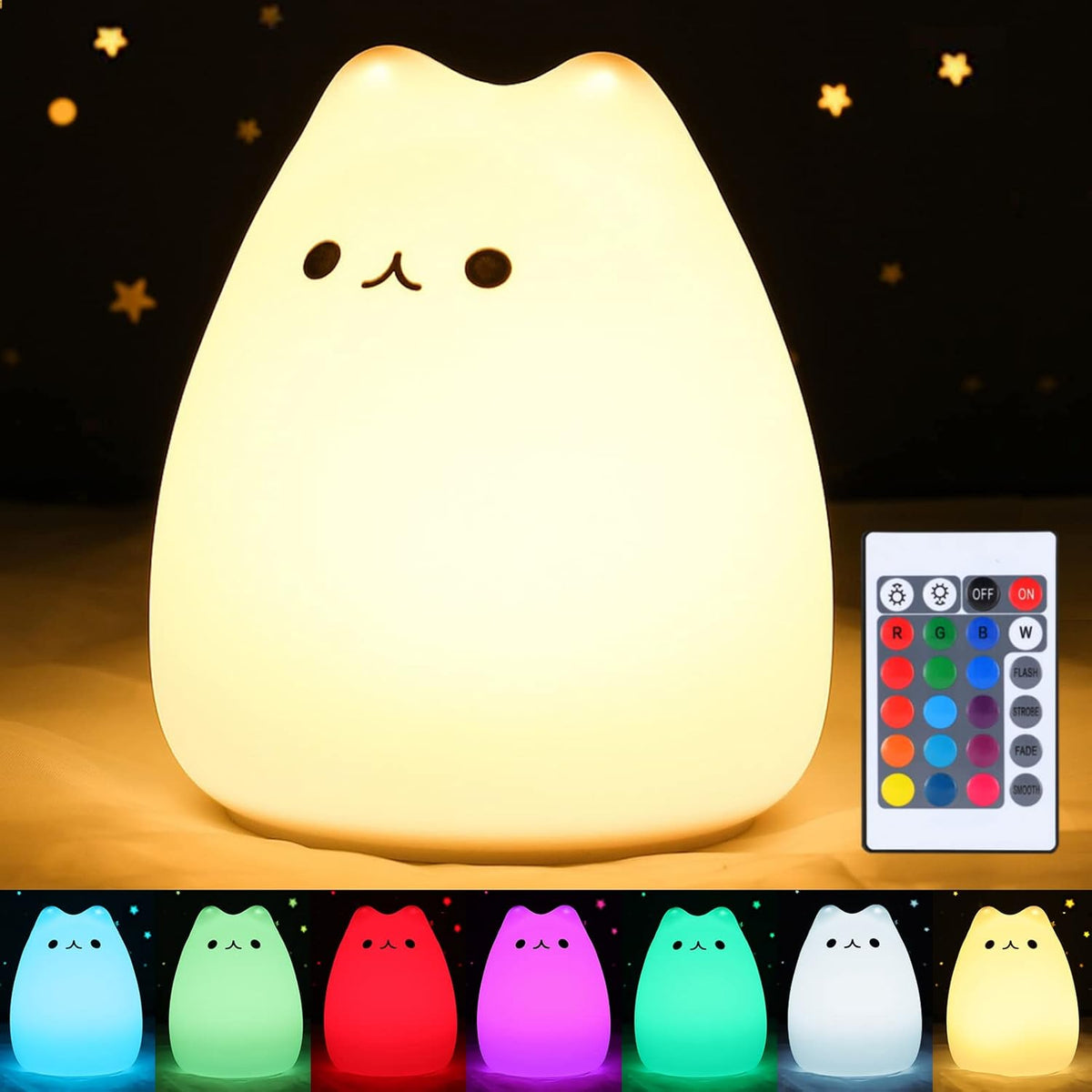 ZKLiLi Cat Night Light, Cute Nursery Lights USB Rechargeable Cat Lamp Nightlight Birthday Christmas