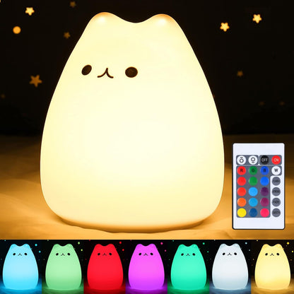 ZKLiLi Cat Night Light, Cute Nursery Lights USB Rechargeable Cat Lamp Nightlight Birthday Christmas