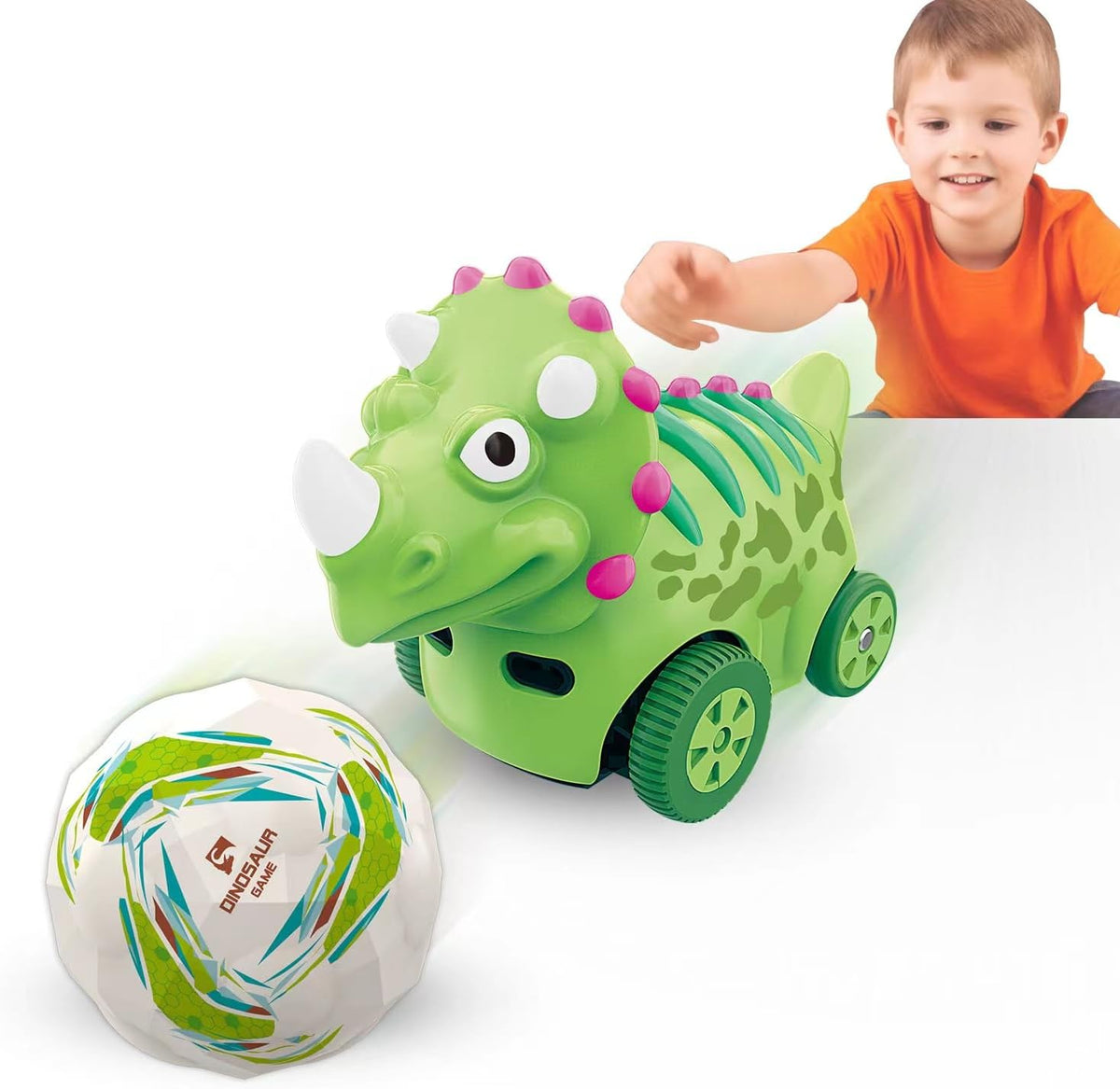 Interactive Dinosaur Toy Car, Electronic Dinosaur Car with Smart Follow Ball and Gesture Control