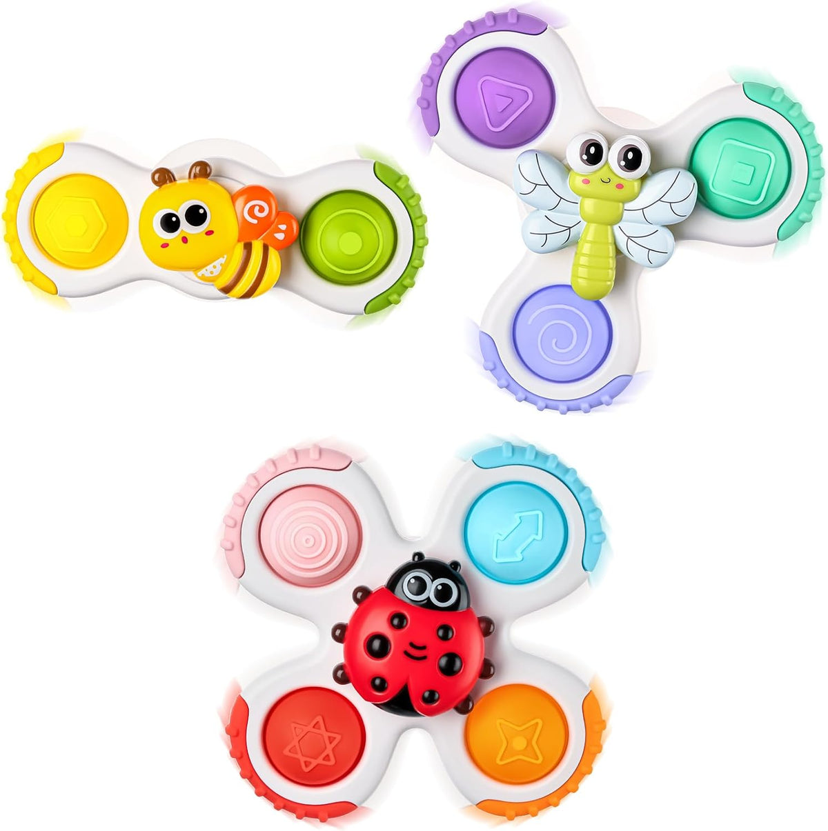 ALASOU 3PCS Pop Suction Cup Spinner Toys for 1 Year Old Boy Girl|Novelty Spinning Tops Toddler Toys