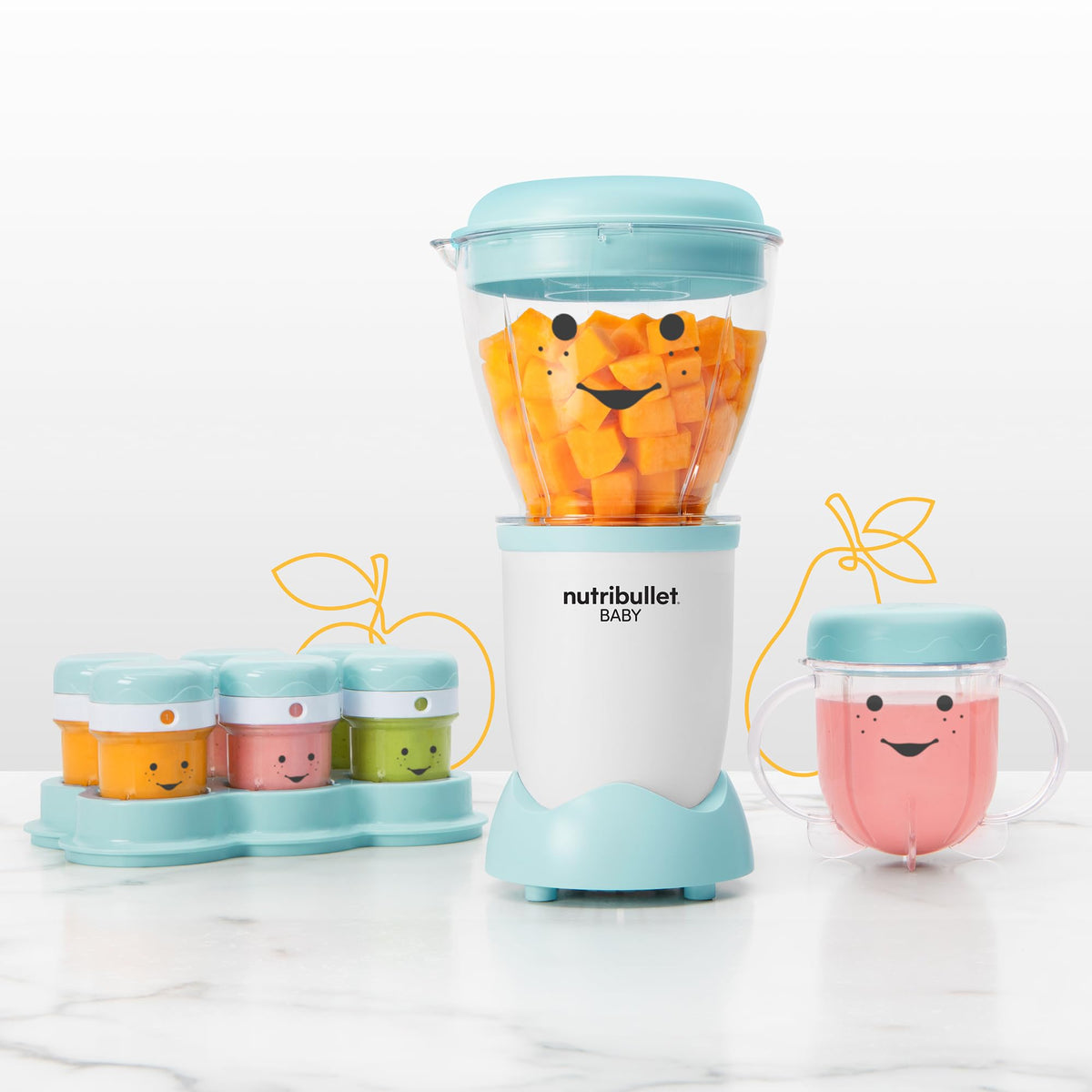 NutriBullet NBY-50100 Baby Complete Food-Making System, 32-Oz, White, Blue, Clear