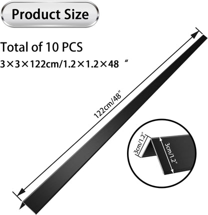 10PCS 1.2x1.2x48” Aluminum Alloy Metal Wall Corner Protectors for Wall 20Ga Thickness Black Color
