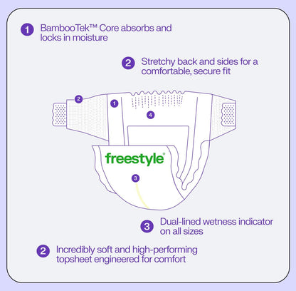 Freestyle Diapers – (Size 3) Hyper Absorbent & Non-Toxic – Disposable Diapers for Sensitive Skin