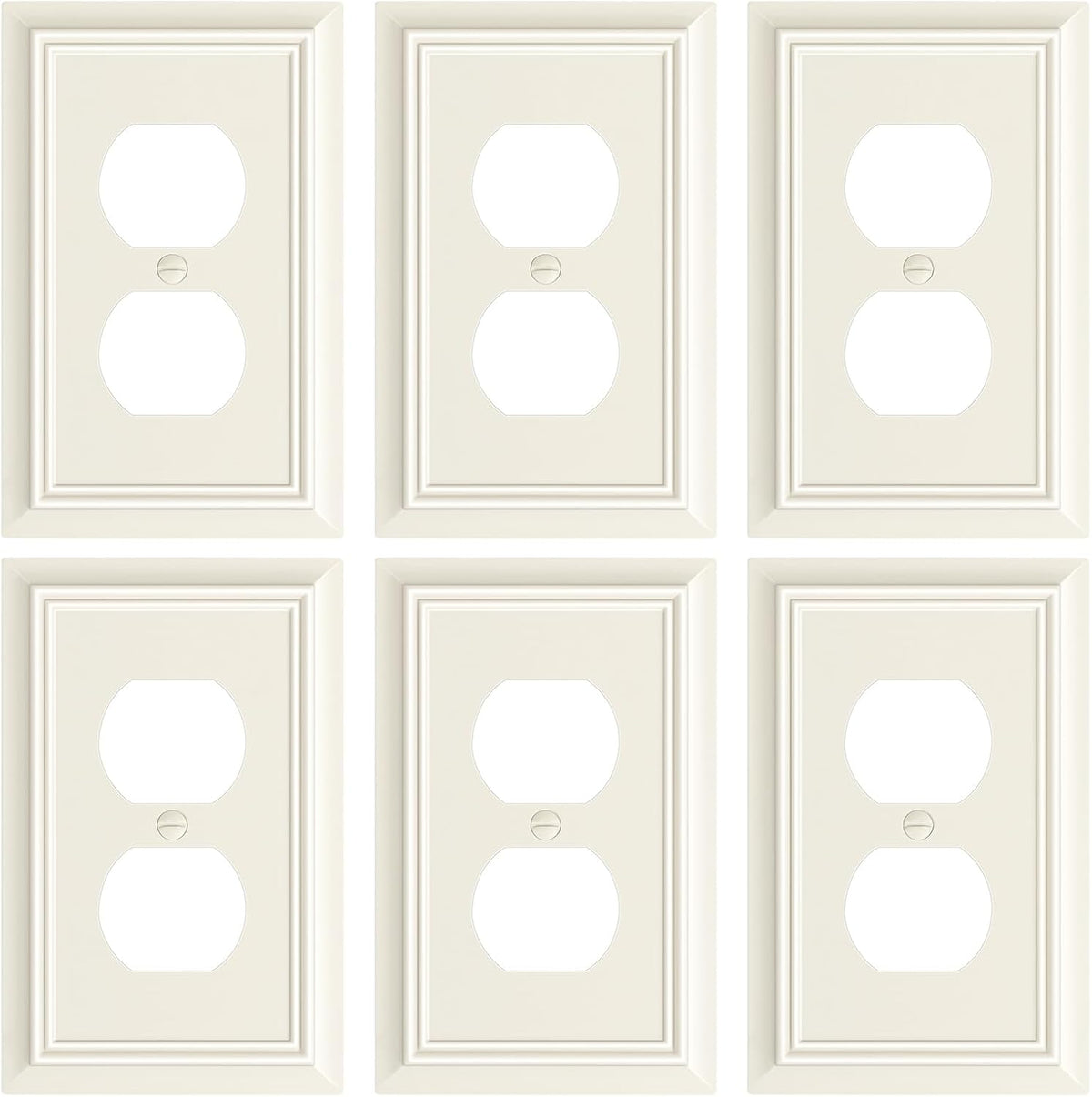 6-Pack Duplex Outlet Cover Plate, Decorative Light Almond Switch Plates and Outlet Covers, Natural
