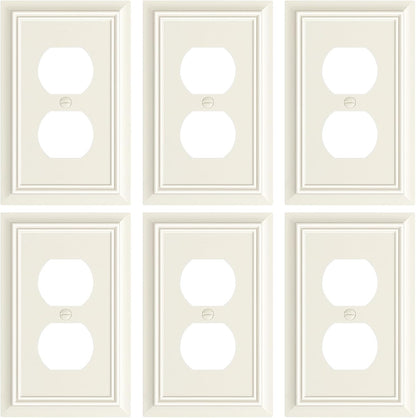 6-Pack Duplex Outlet Cover Plate, Decorative Light Almond Switch Plates and Outlet Covers, Natural