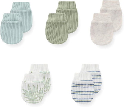 5 Pack Unisex New Born Boy Girls No Scratch Mittens Cotton Soft Baby Gloves Accessory 0-3 Months