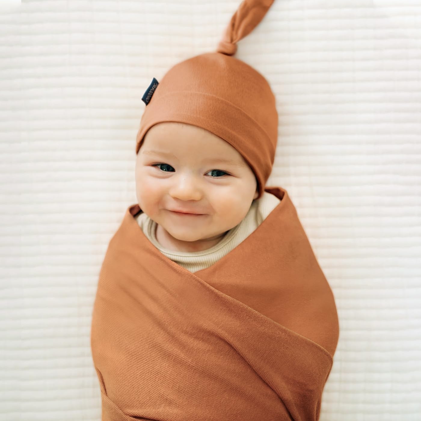 GRSSDER Newborn Swaddle Blanket, Ultra Soft Jersey Receiving Blanket with Matching Headband and
