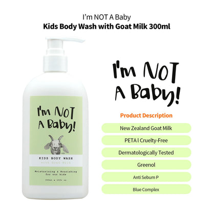 I'm NOT A Baby! Kids Body Wash– Dermatologist Tested, Allergen free, Cruelty-free, PETA, Gentle for