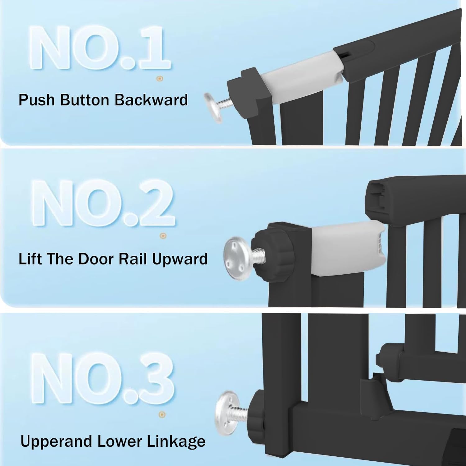 51 Inch Extra Tall Baby Gate Auto Close Cat Gate Adjustable 29.92"-43" Wide Pressure Mounted Pet