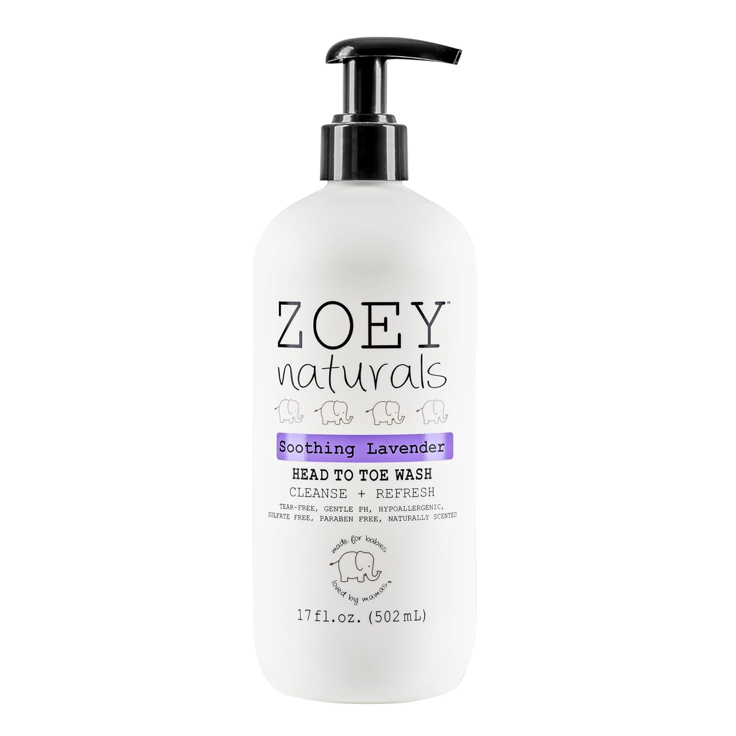 Zoey Naturals - Soothing Lavender Wash & Shampoo - Toddlers & Kids - With Tear-free, Paraben-Free