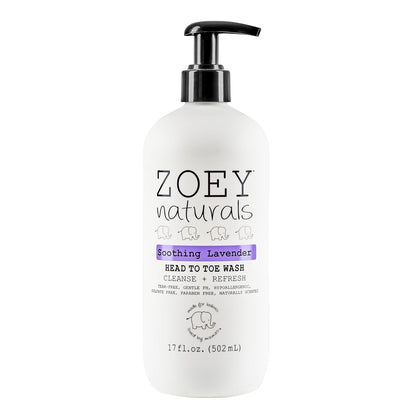 Zoey Naturals - Soothing Lavender Wash & Shampoo - Toddlers & Kids - With Tear-free, Paraben-Free