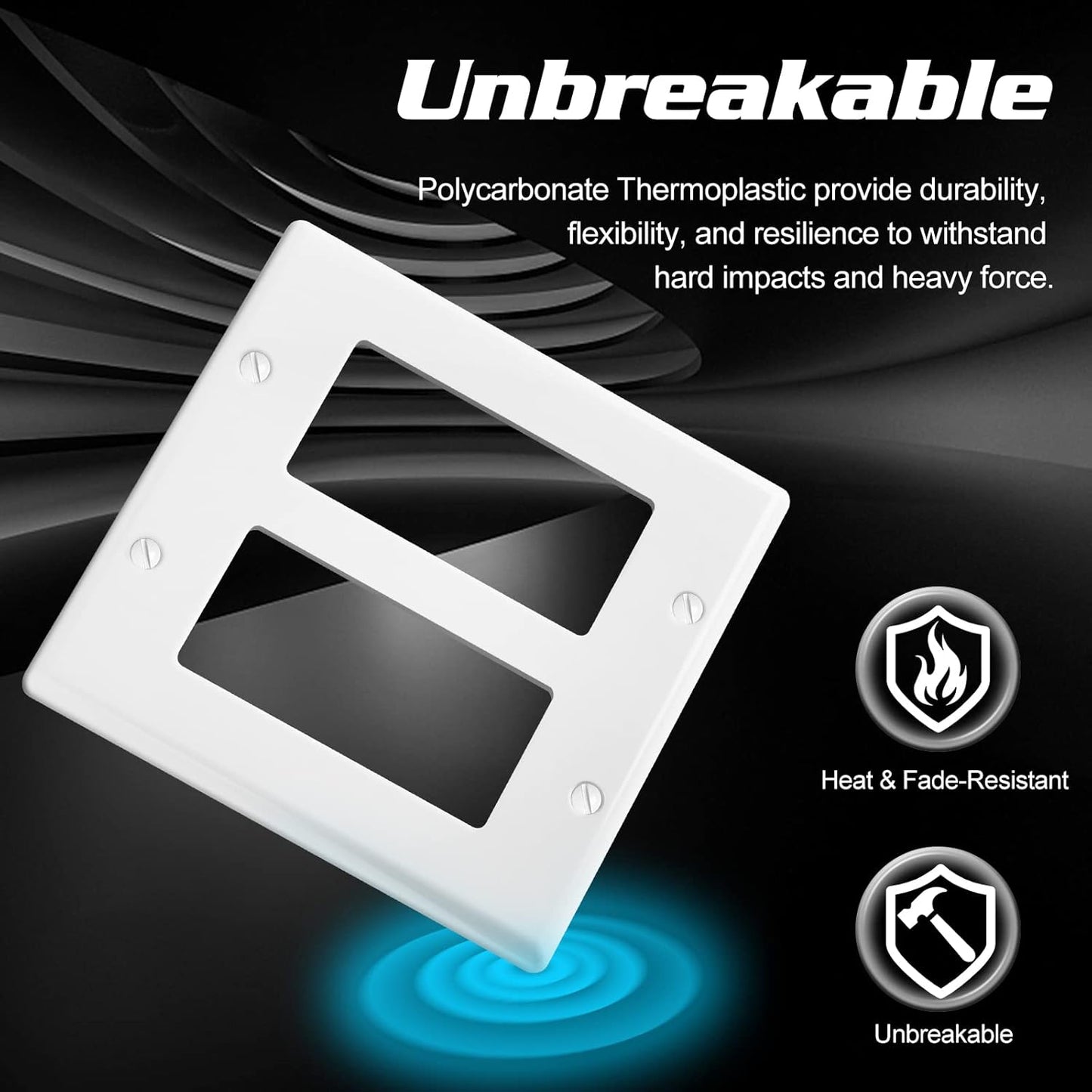 Decorator Wall Plate Double Gang Light Switch Plate Outlet Cover,Unbreakable Polycarbonate