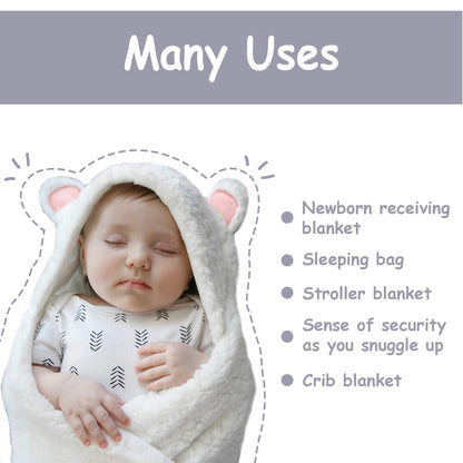 Jam Naturals- Baby Swaddle Blanket, Cute Bear Organic Receiving Swaddling Wrap, Newborn Baby Girl