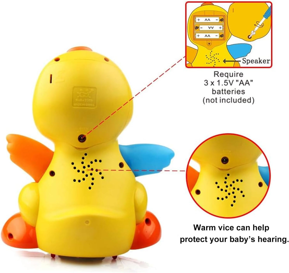 Musical Flapping Yellow Duck Interactive Action Educational Learning Walking Light Up Dancing Toy