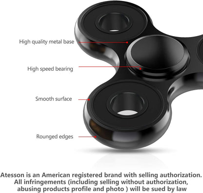 ATESSON Fidget Spinner Toys, Durable High Speed Bearing Metal Hand Finger Spinners EDC ADHD Focus