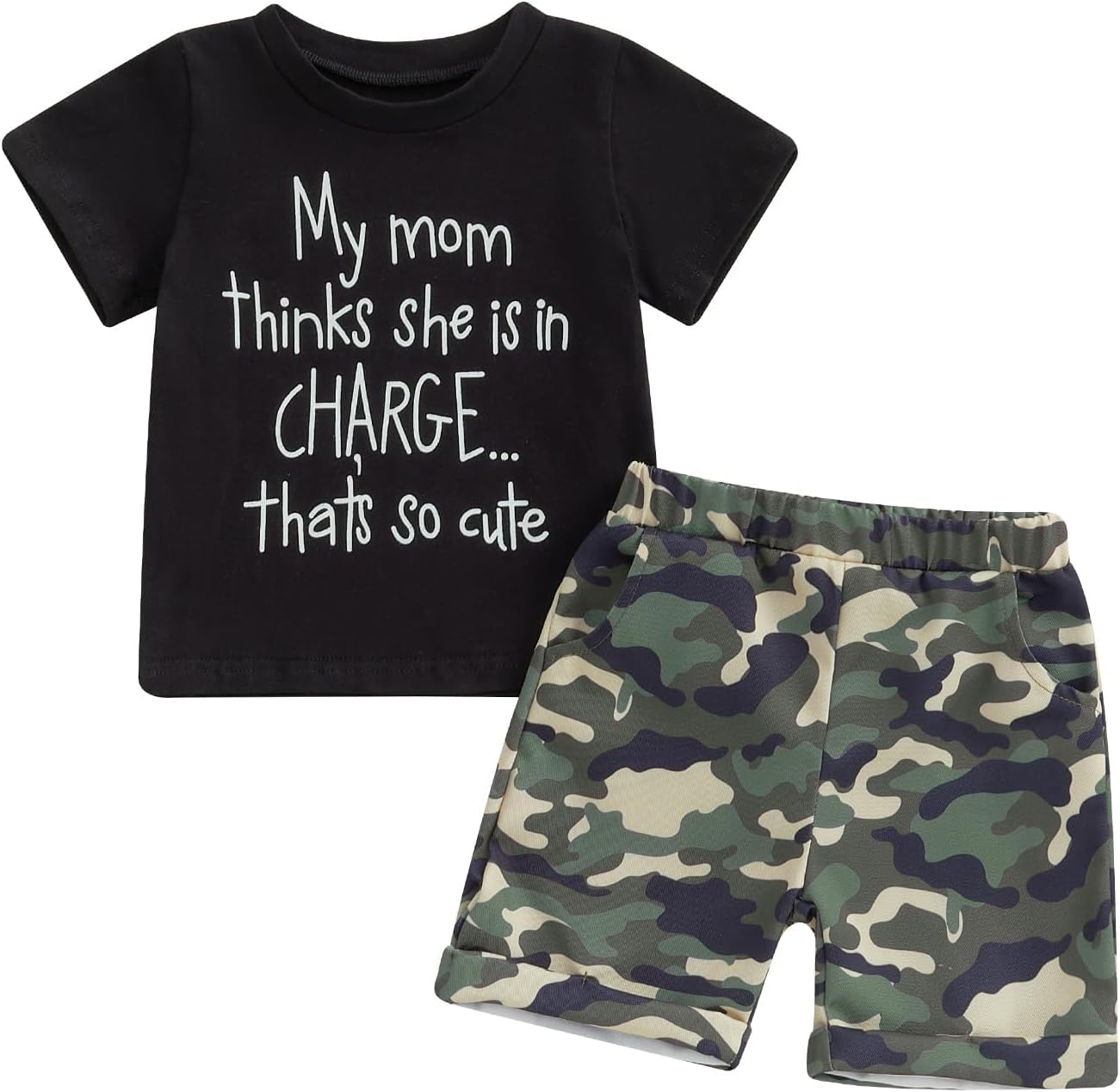 wdehow Toddler Kids Baby Boy Summer Clothes Sets 1T 2T 3T 4T 5T Letter Print Short Sleeve Tops