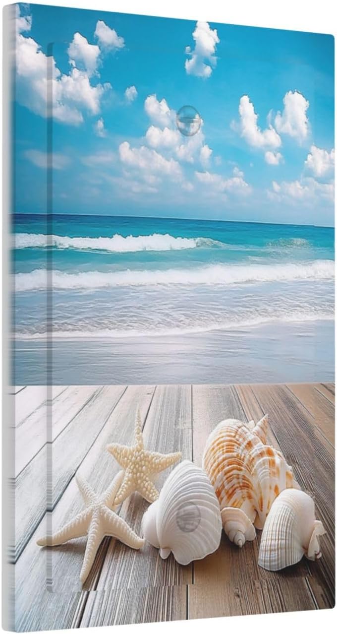 Light Switch Cover Plate Beach Waves Brown Wood Starfish Shells 1 Gang No Device Blank Electrical