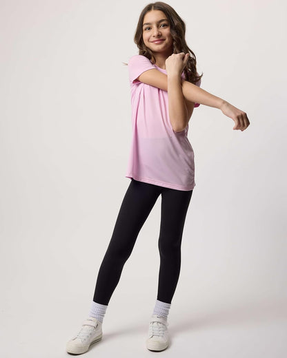 Real Essentials 5 Pack: Girls Short Sleeve Dry-Fit Crew Neck Active Athletic Performance T-Shirt