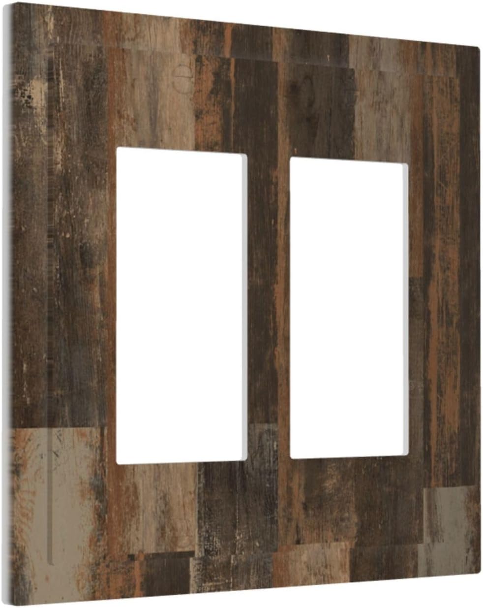 Rustic Brown Wood Grain Dark Oak Decorative Outlet Covers 2 Gang Double GFCI Rocker Electrical Wall