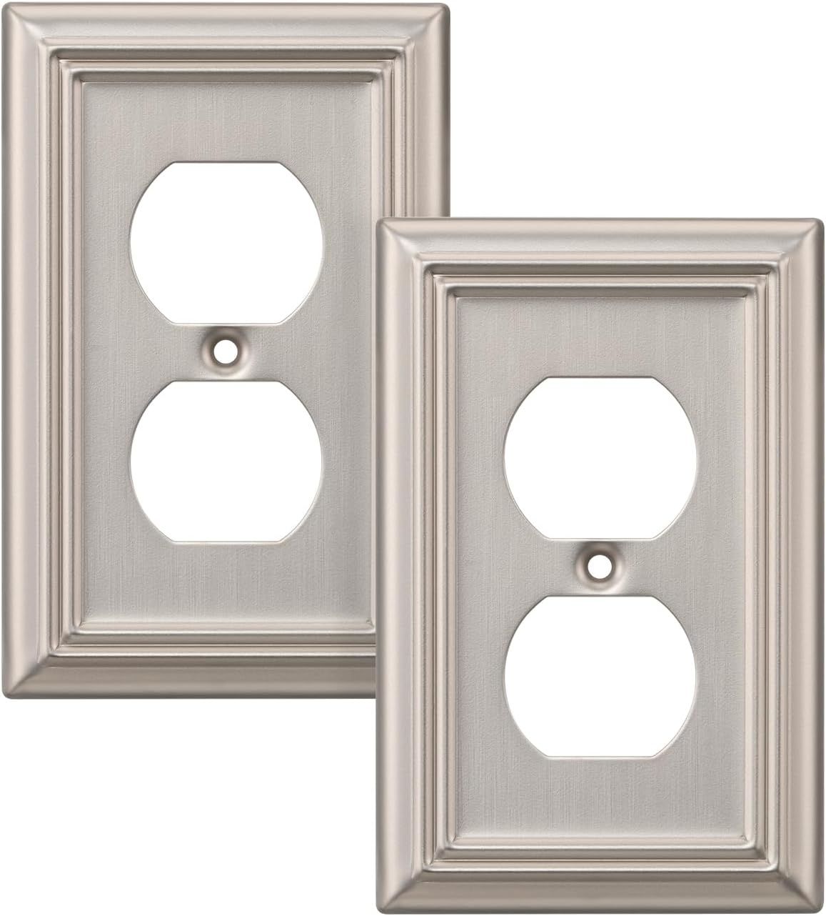 DEWENWILS Duplex Outlet Covers, Brushed Nickel Outlet Wall Plates, 4.92" x 3.14" Light Switch Cover