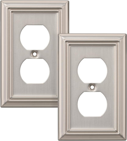DEWENWILS Duplex Outlet Covers, Brushed Nickel Outlet Wall Plates, 4.92" x 3.14" Light Switch Cover