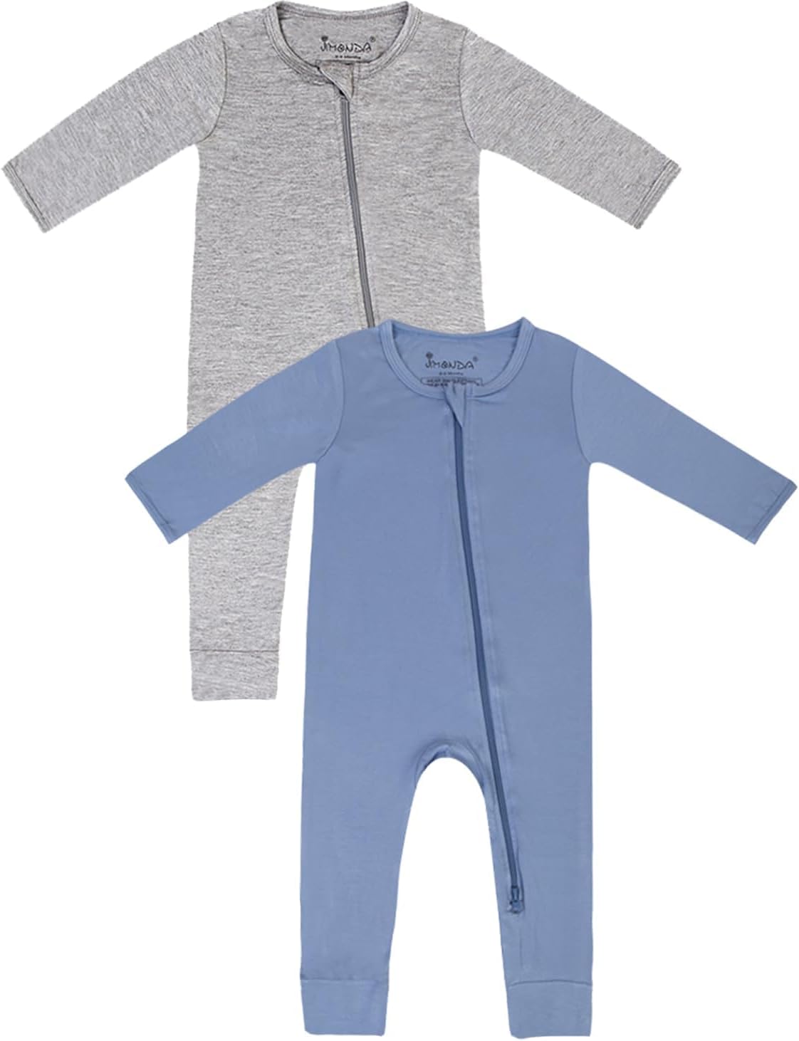 Jimonda Baby Romper Boys Girls Bamboo Pajamas 2-Way Zipper Footless Unisex Long Sleeve Sleepers