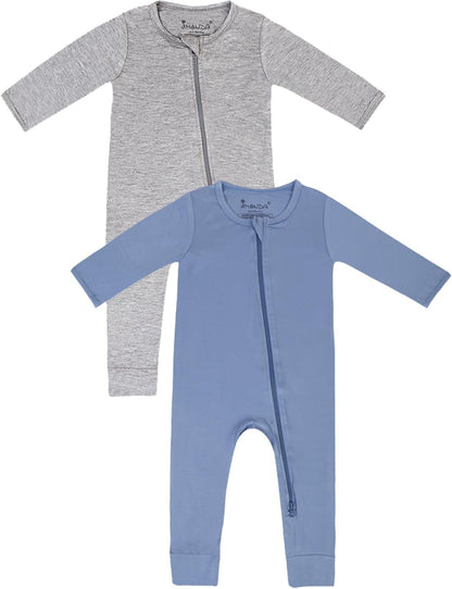 Jimonda Baby Romper Boys Girls Bamboo Pajamas 2-Way Zipper Footless Unisex Long Sleeve Sleepers